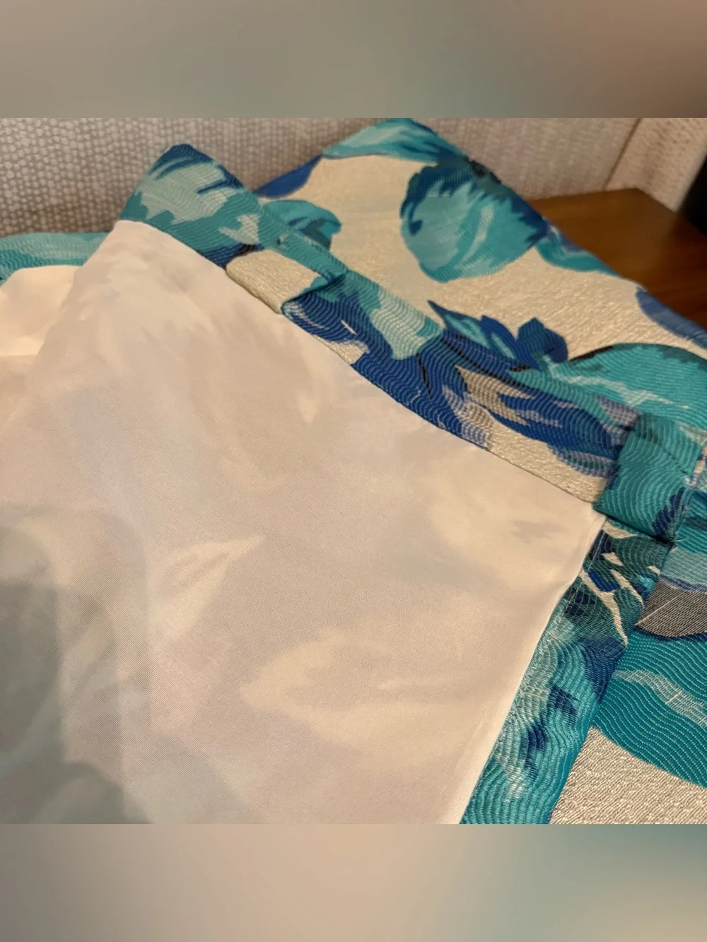 Pier 1 Imports Curtain Panel Hidden Tab Top Blue Floral Brocade 50x84” Lined